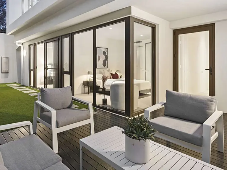 Poolside timber decking in Pakenham home